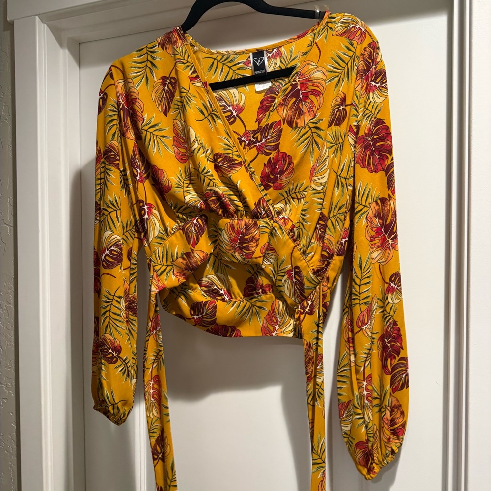 Windsor Yellow and Red Floral Wrap Blouse